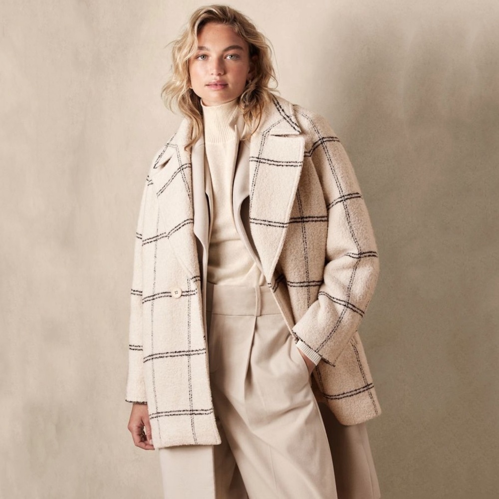 Plaid Cream Women's Coat